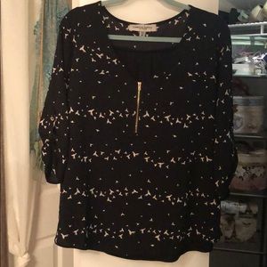 Blouse- black with white birds